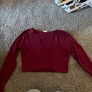 Garage Deep Red Long Sleeve Crop Top